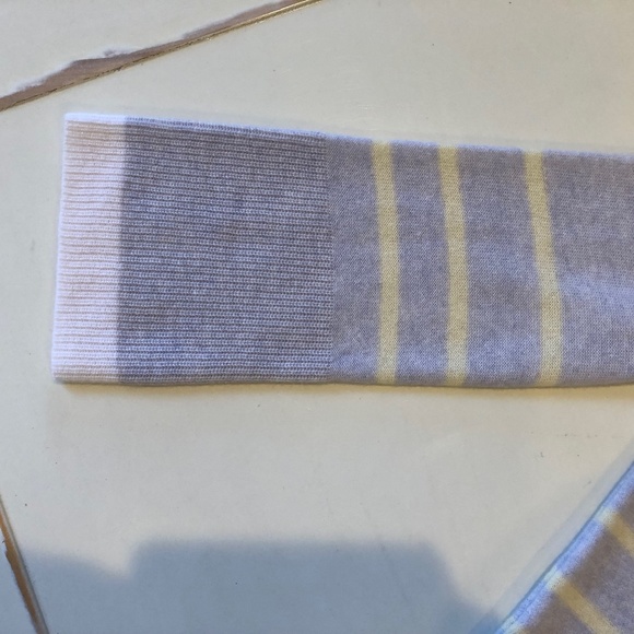 Kinross Cashmere Stripe Bell Sleeve Sweater Limoncello Multi - Picture 5 of 6